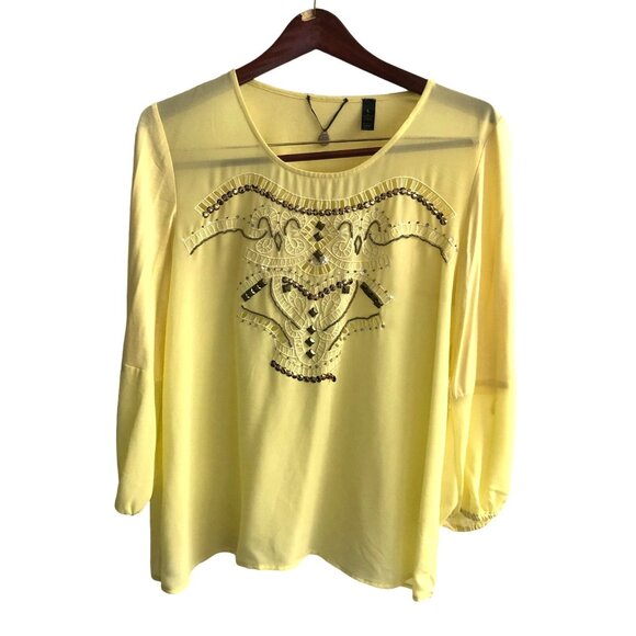BKE -WOMENS RHINESTONE EMBELLISHMENT PULLOVER CREW NECK LONG SLEEVE SIZE LARGE - Picture 1 of 6